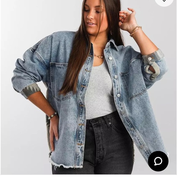 VERVET Aztec Washed Denim Oversized Jacket - Picture 2 of 8